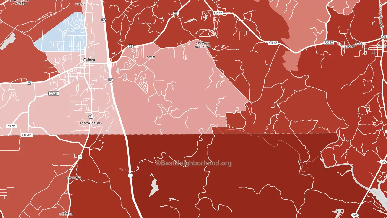 South Calera, AL block-group political-lean map