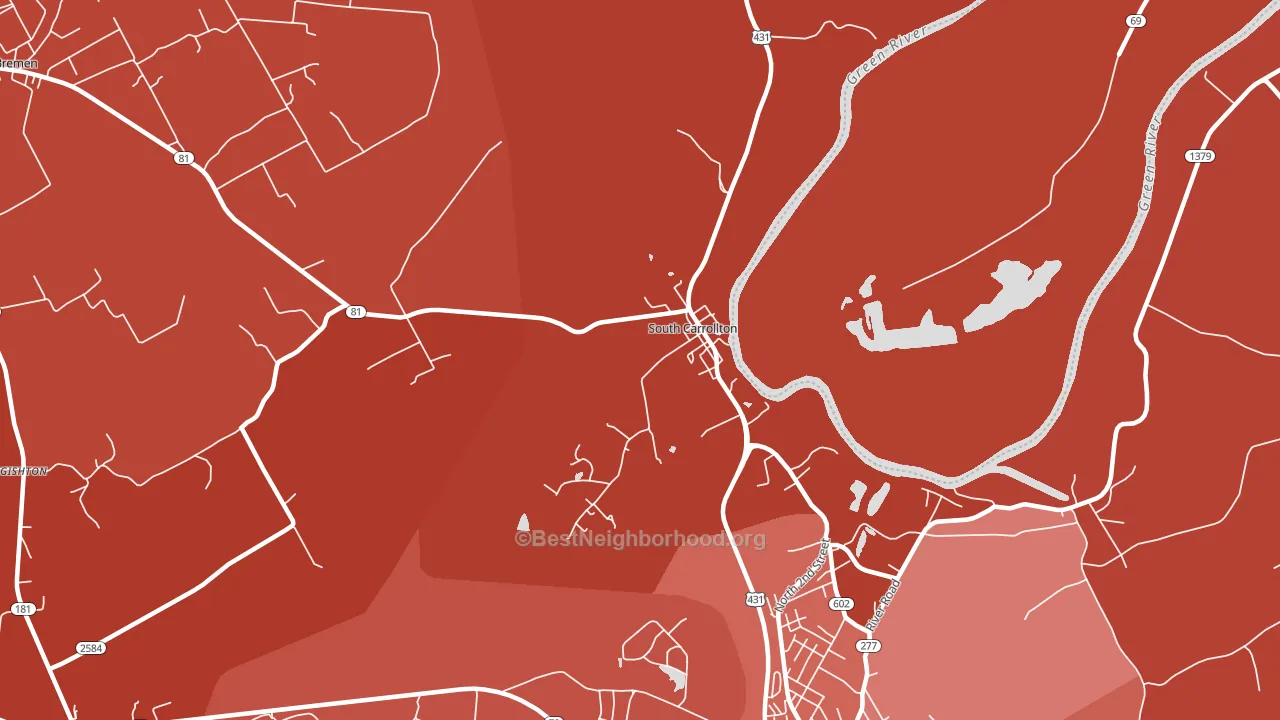 South Carrollton, KY block-group political-lean map