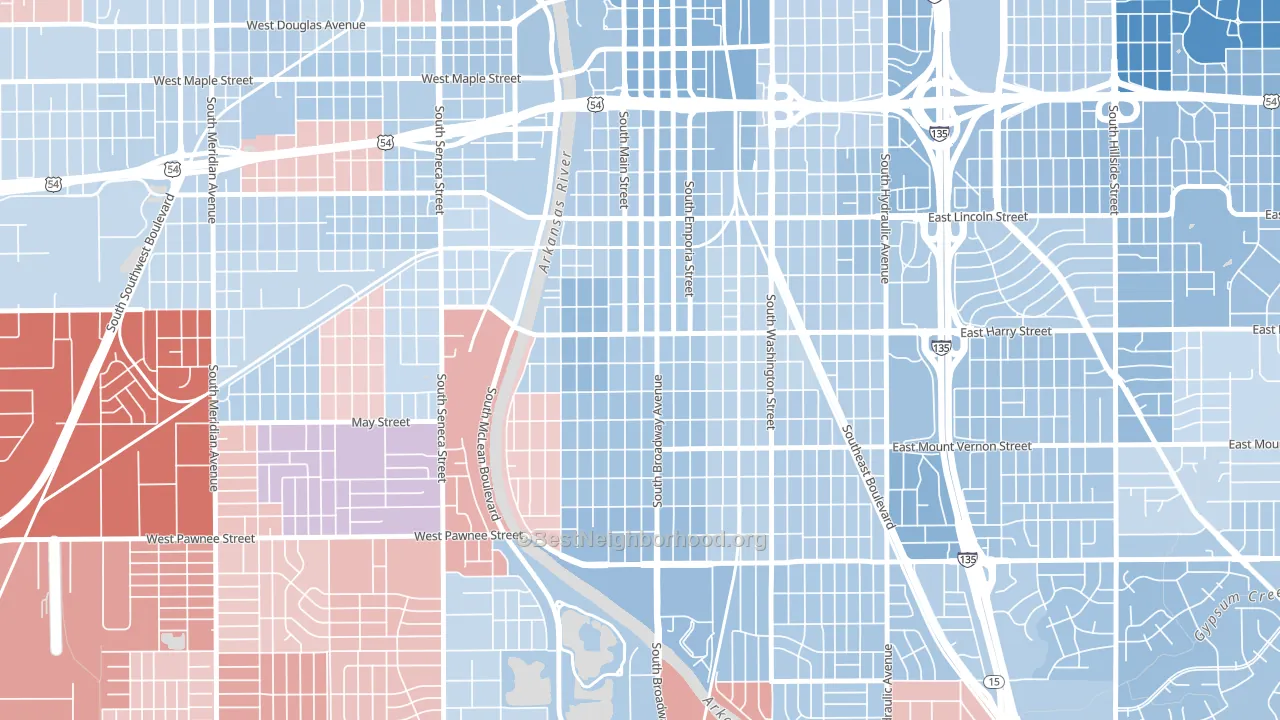 South Central Improvemen, Wichita, KS block-group political-lean map