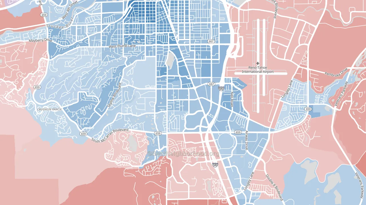 South Central, Reno, NV block-group political-lean map
