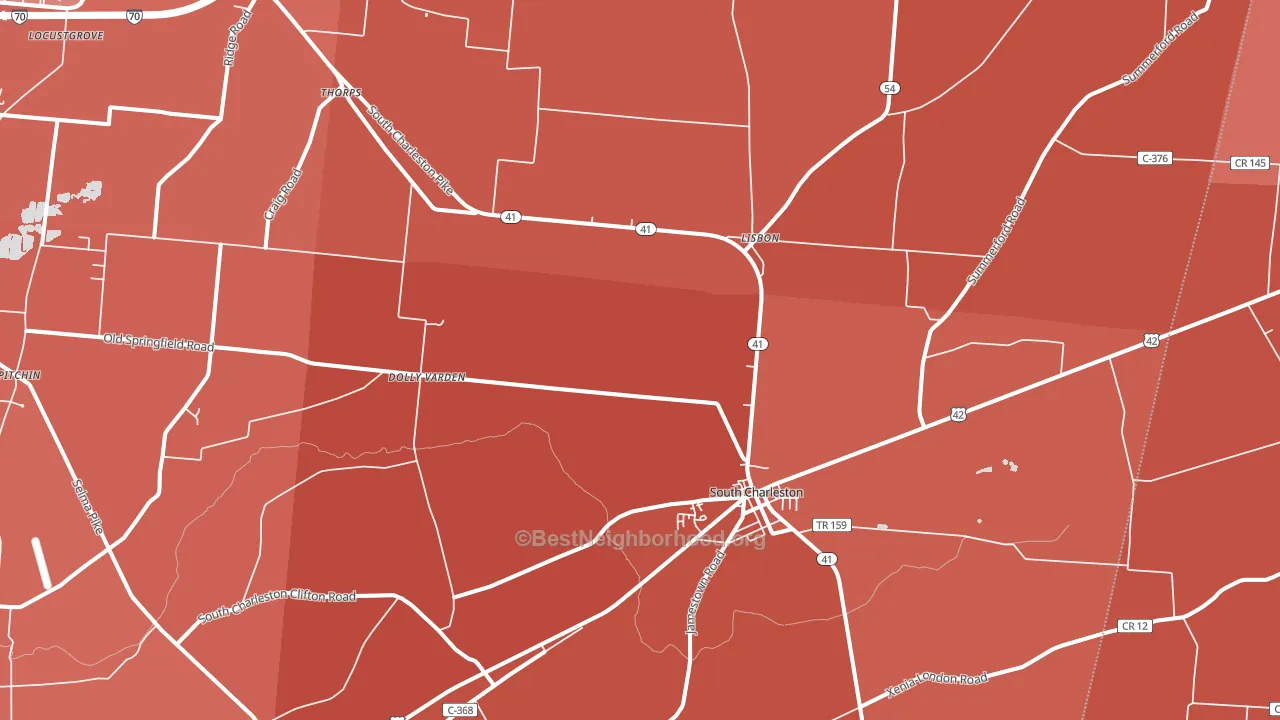 South Charleston, OH block-group political-lean map