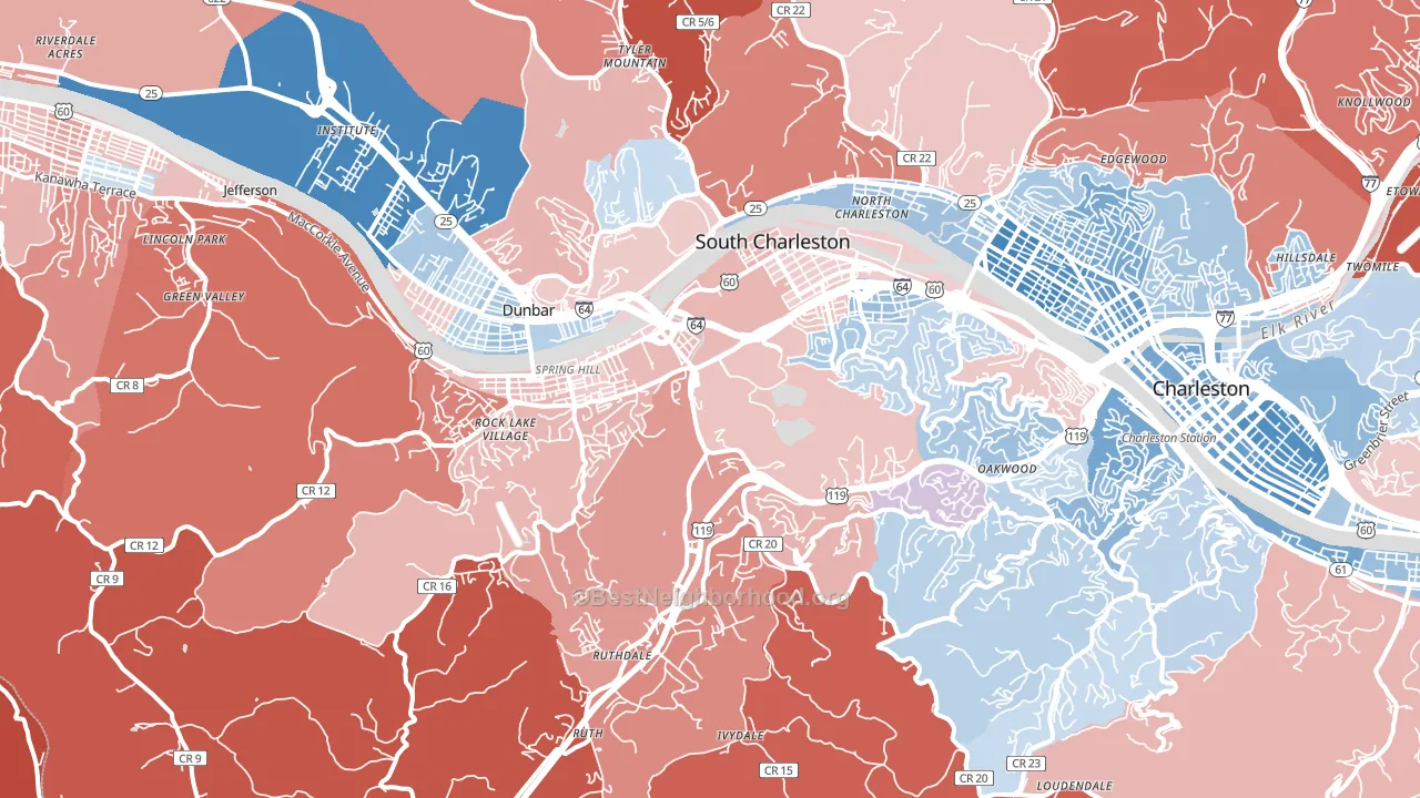South Charleston, WV block-group political-lean map