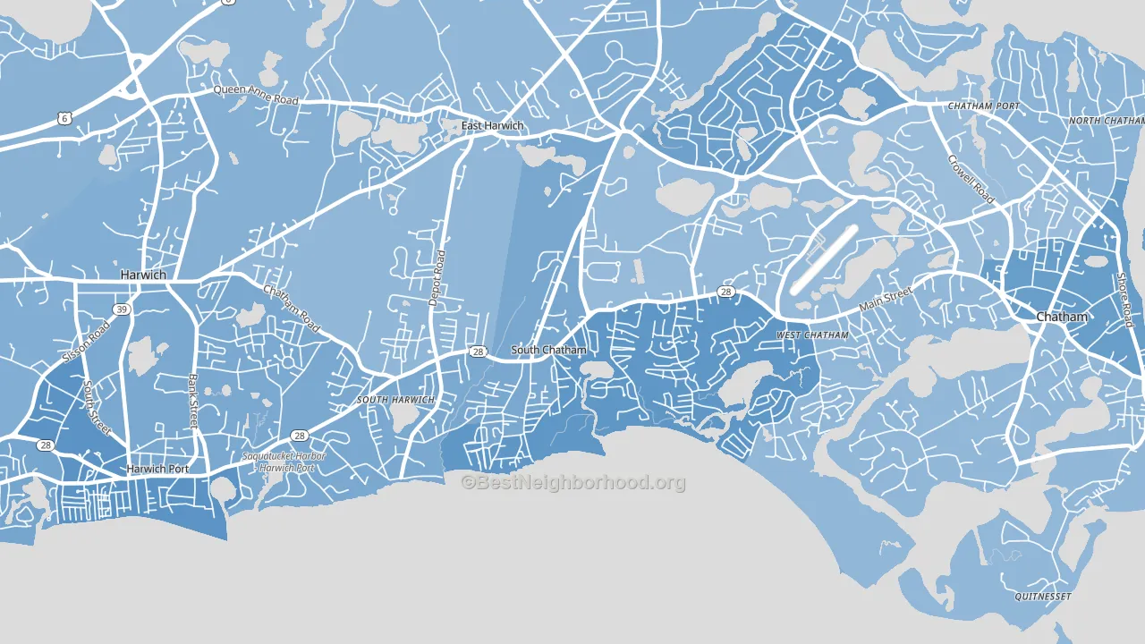 South Chatham, MA block-group political-lean map