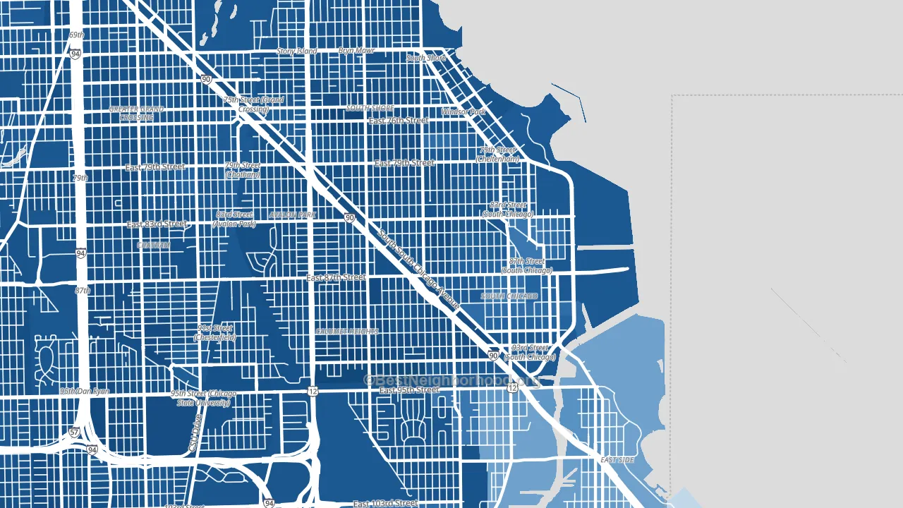 South Chicago, Chicago, IL block-group political-lean map