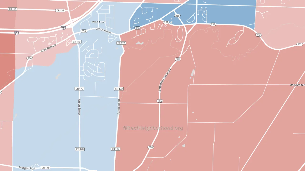 South Chili, NY block-group political-lean map