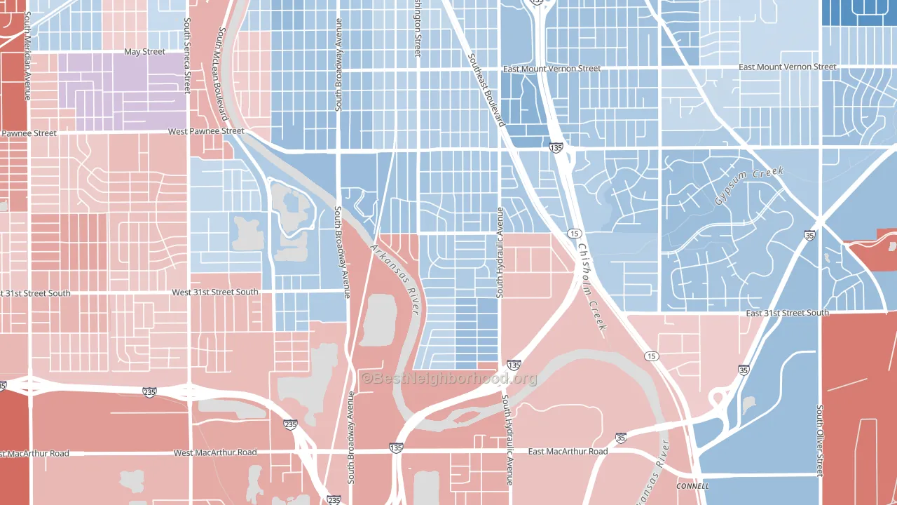 South City Community, Wichita, KS block-group political-lean map