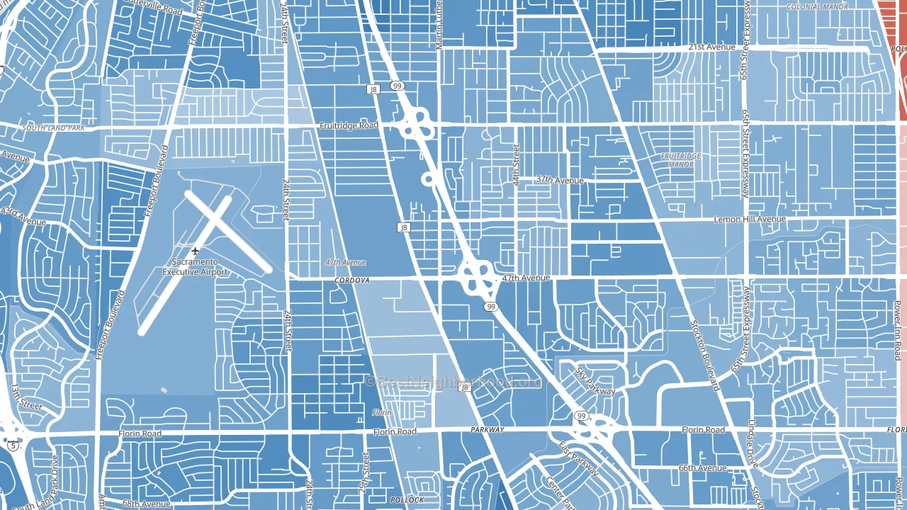 South City Farms, Sacramento, CA block-group political-lean map