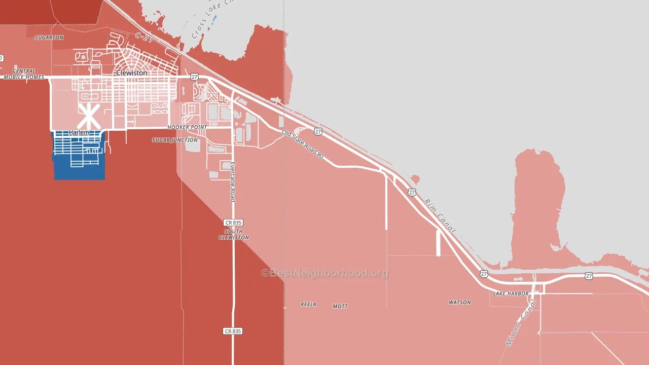South Clewiston, FL block-group political-lean map