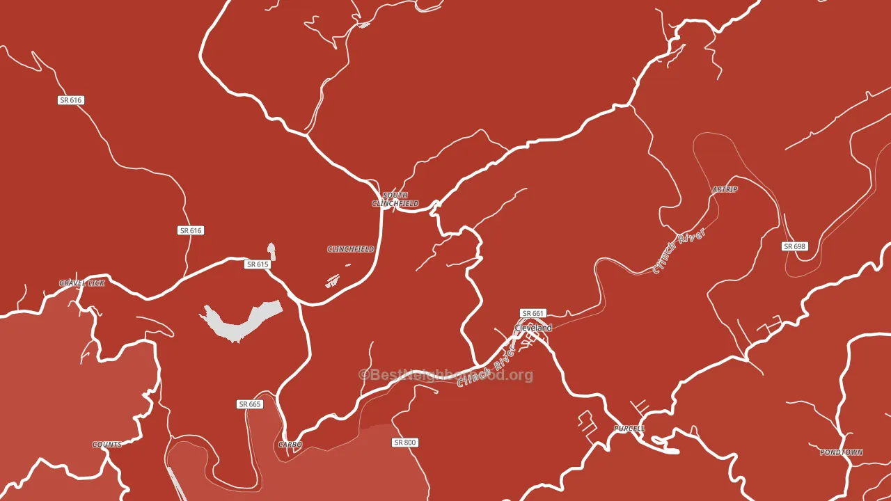 South Clinchfield, VA block-group political-lean map