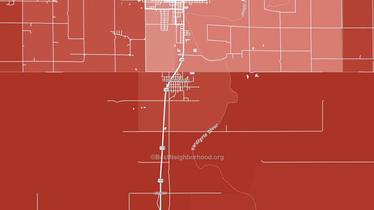 South Coffeyville, OK block-group political-lean map