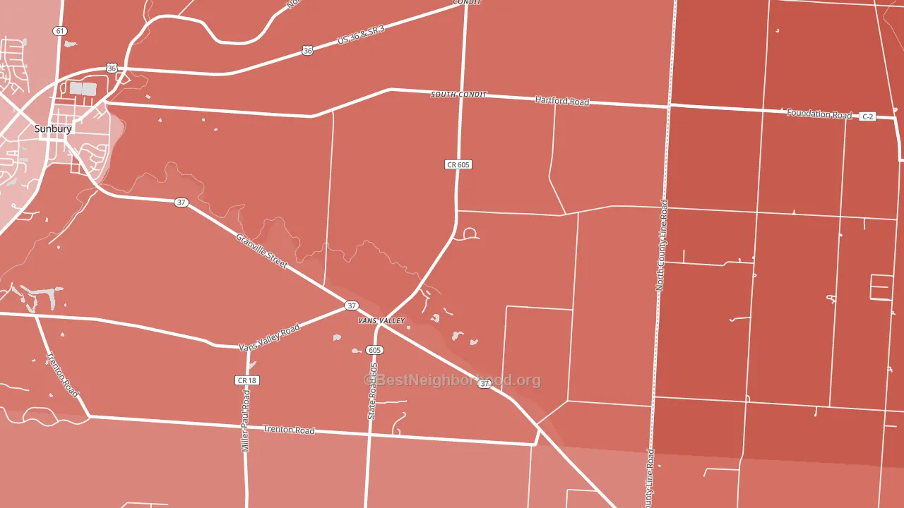 South Condit, OH block-group political-lean map