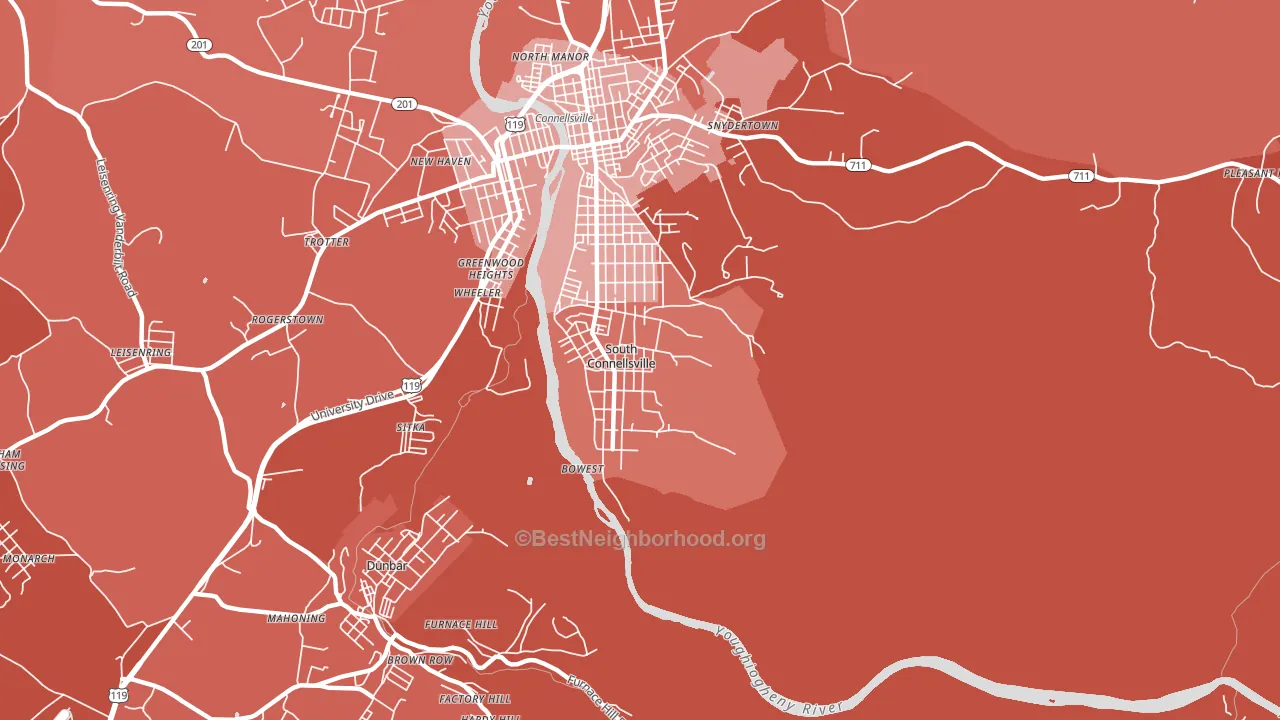 South Connellsville, PA block-group political-lean map
