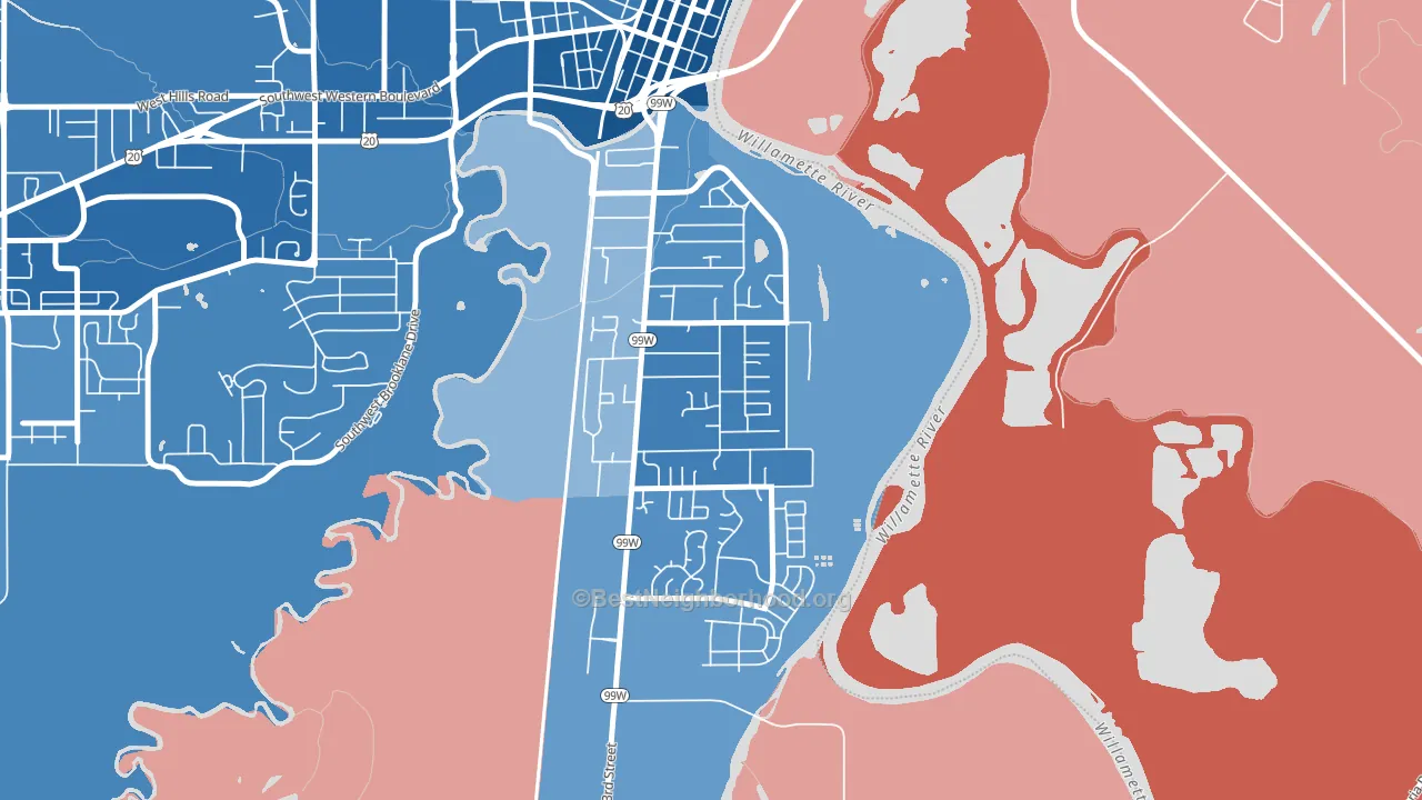 South Corvallis Neighbors, Corvallis, OR block-group political-lean map