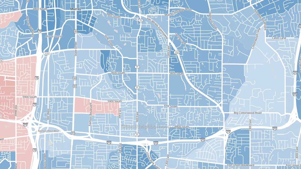 South Cottonwood Acres, Murray, UT block-group political-lean map