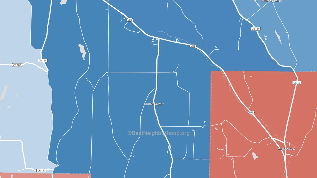 South Danby, NY block-group political-lean map