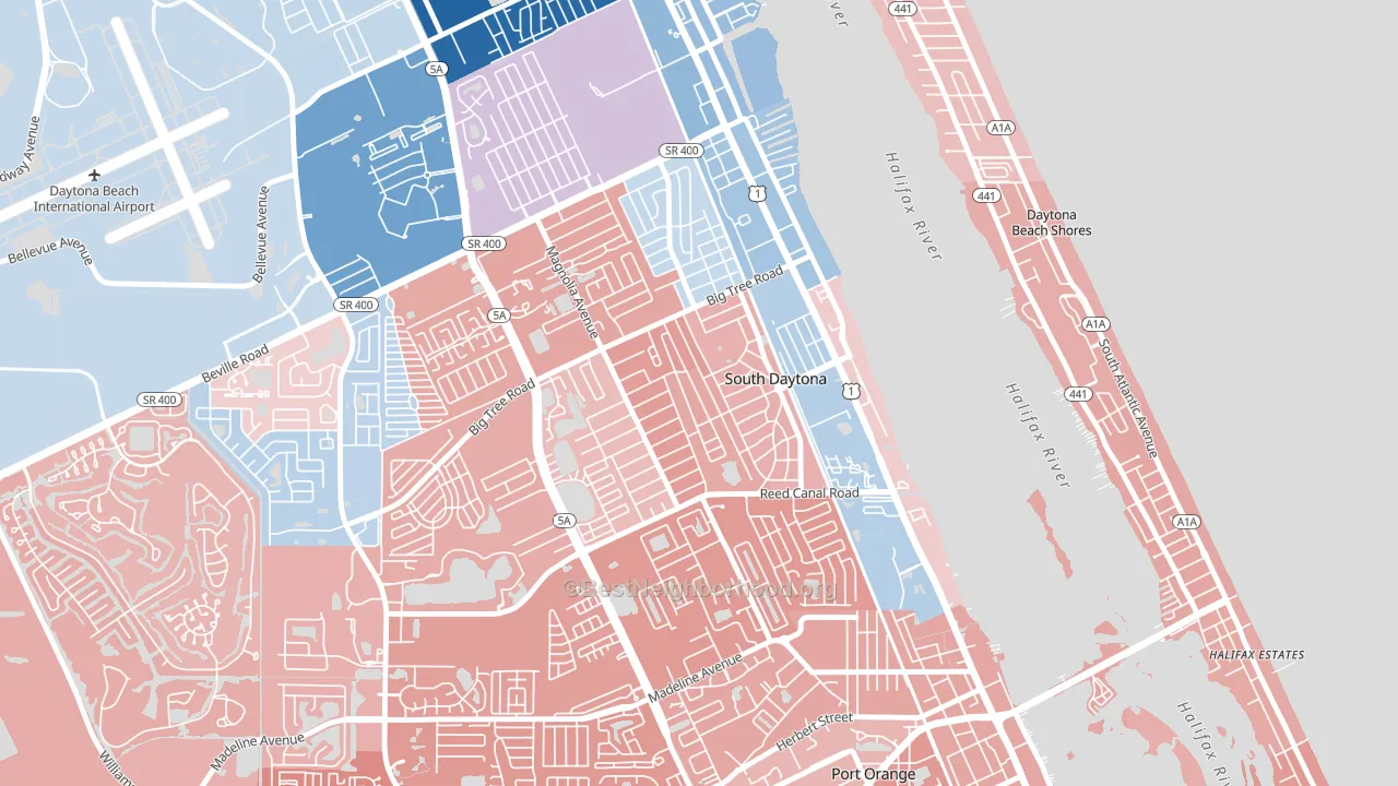 South Daytona, FL block-group political-lean map