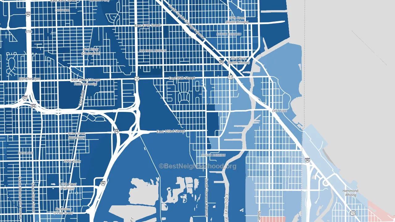 South Deering, Chicago, IL block-group political-lean map