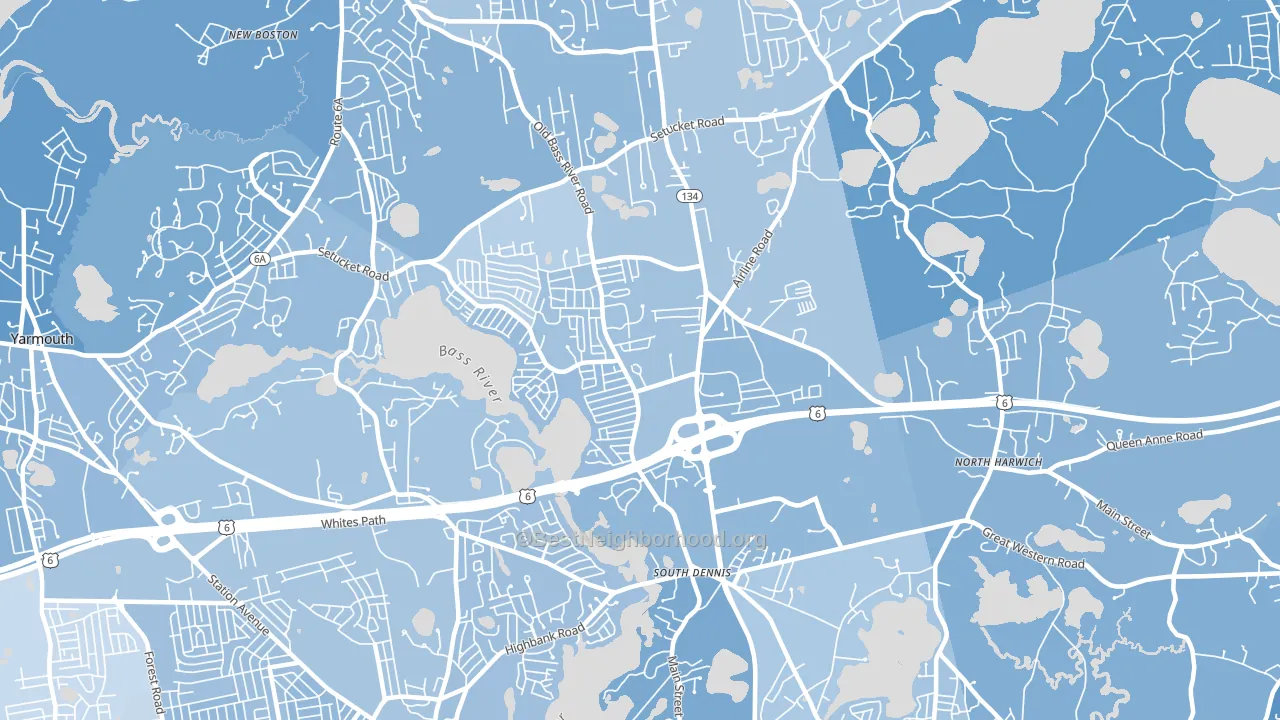 South Dennis, MA block-group political-lean map