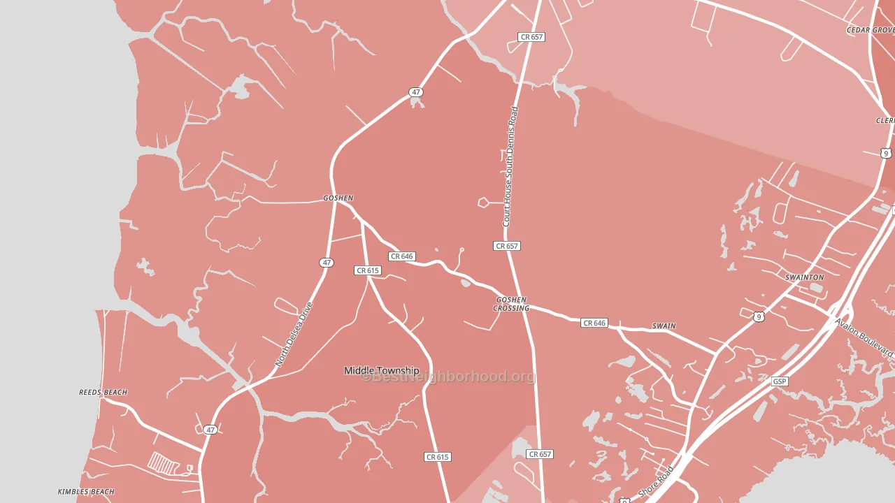 South Dennis, NJ block-group political-lean map