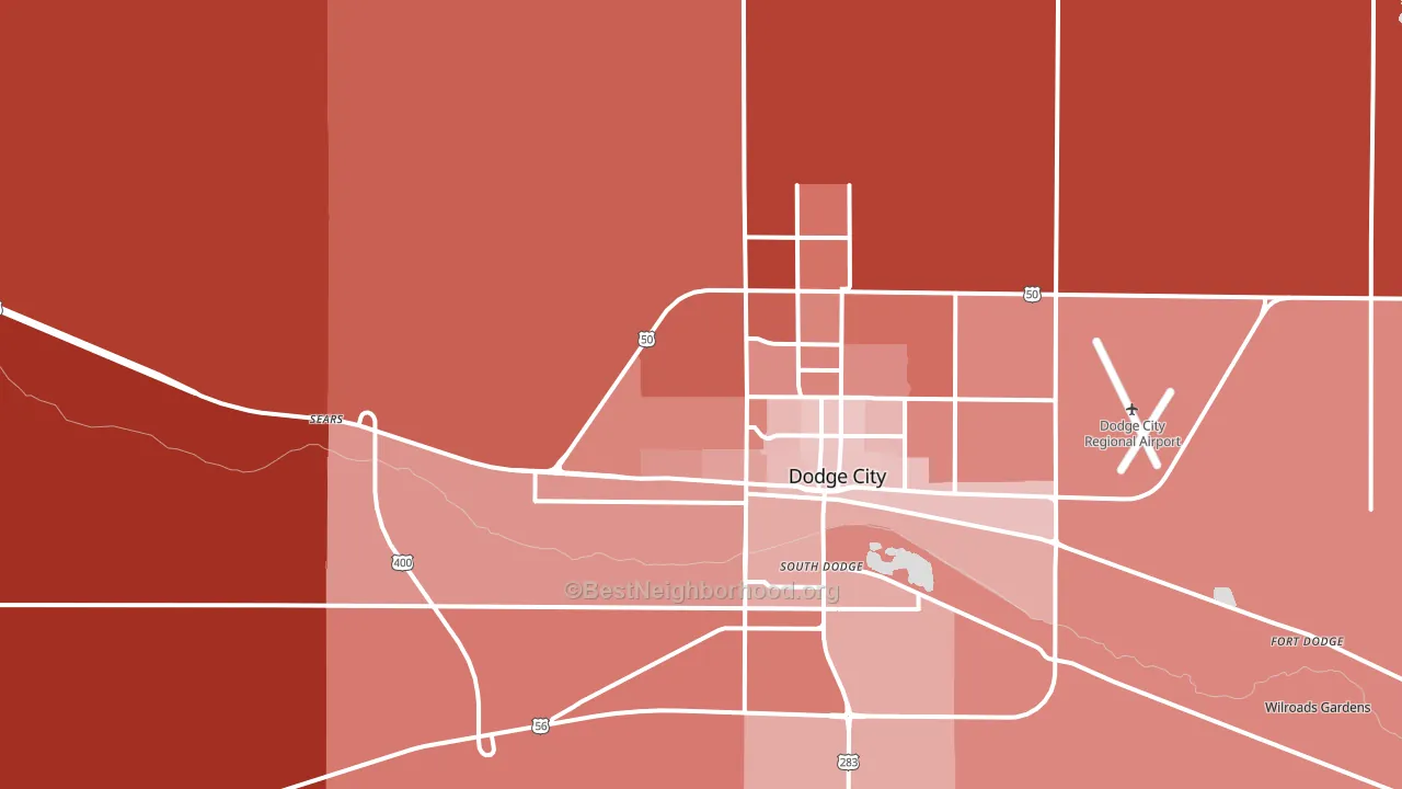 South Dodge, KS block-group political-lean map