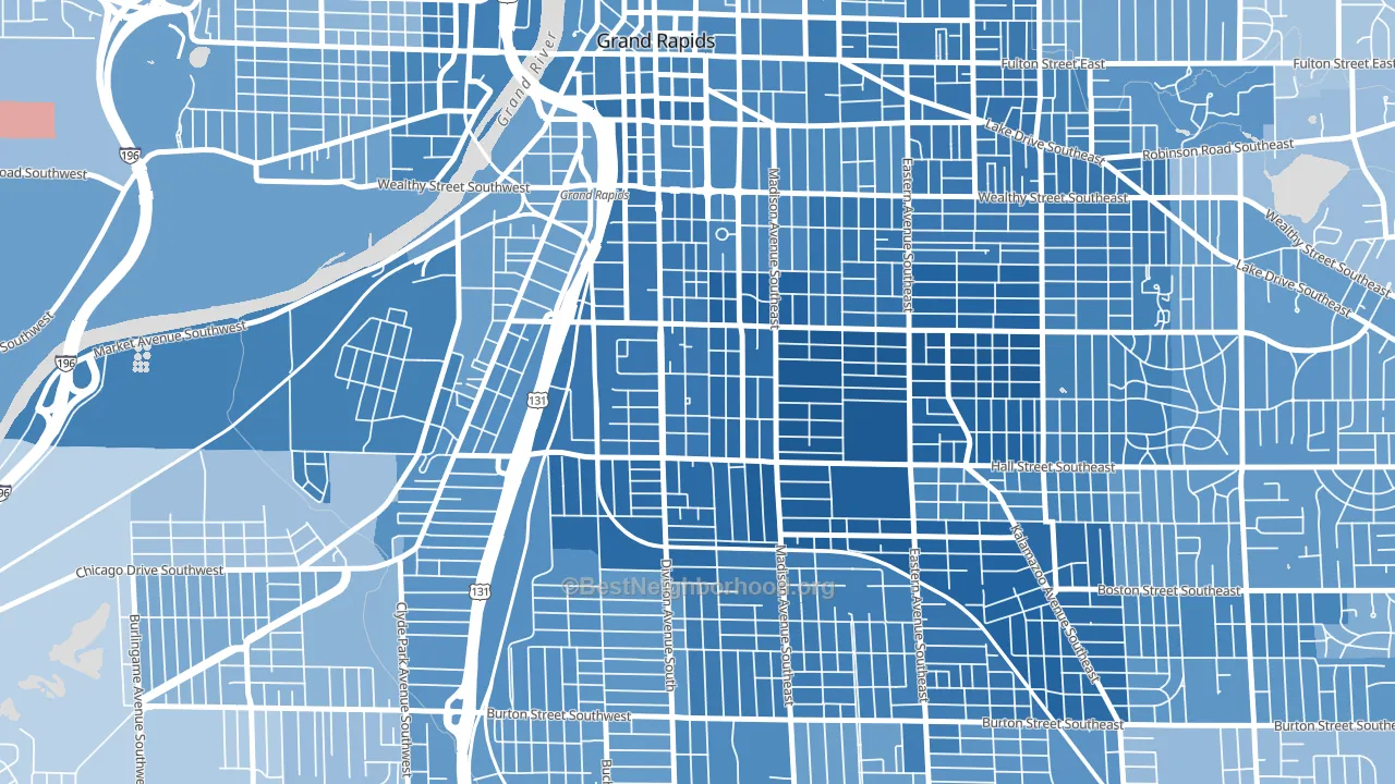 South East Community, Grand Rapids, MI block-group political-lean map