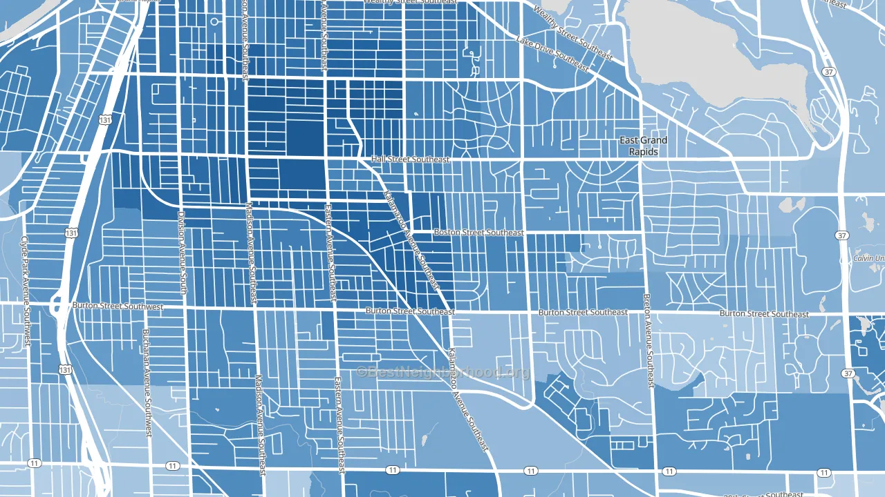 South East End, Grand Rapids, MI block-group political-lean map