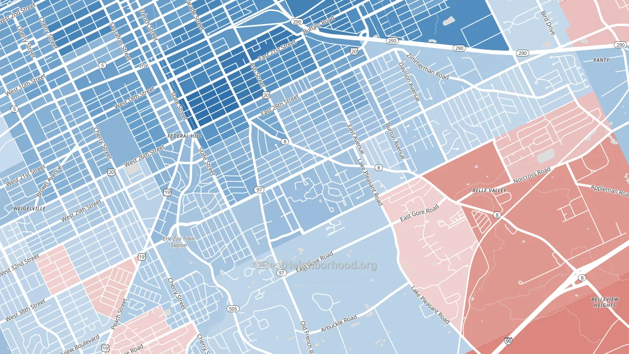 South East Hills, Erie, PA block-group political-lean map