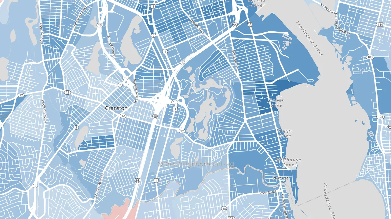 South Elmwood, Providence, RI block-group political-lean map
