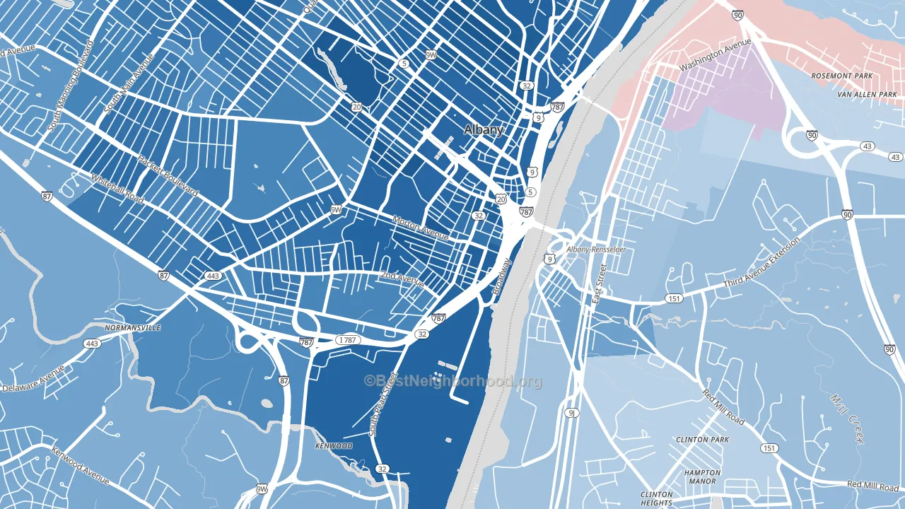South End, Albany, NY block-group political-lean map
