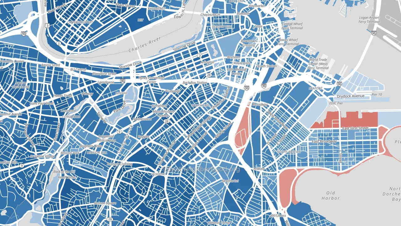 South End, Boston, MA block-group political-lean map
