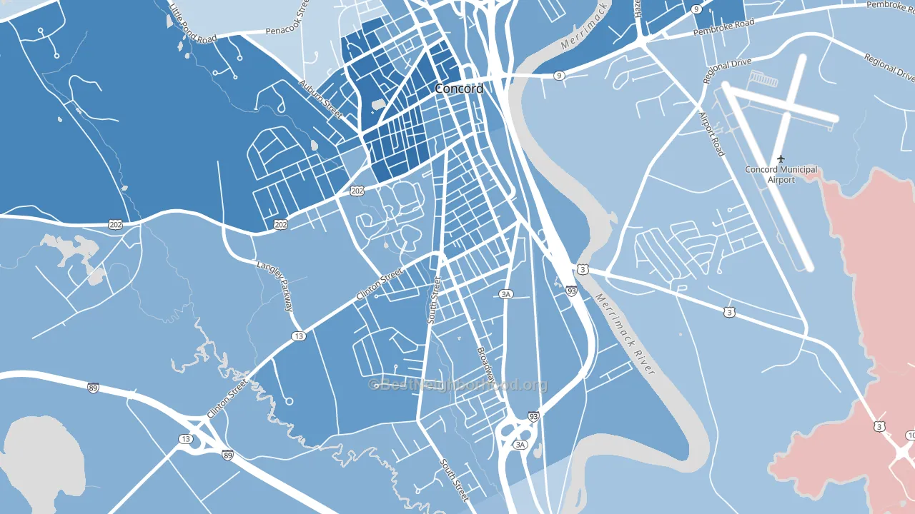 South End, Concord, NH block-group political-lean map