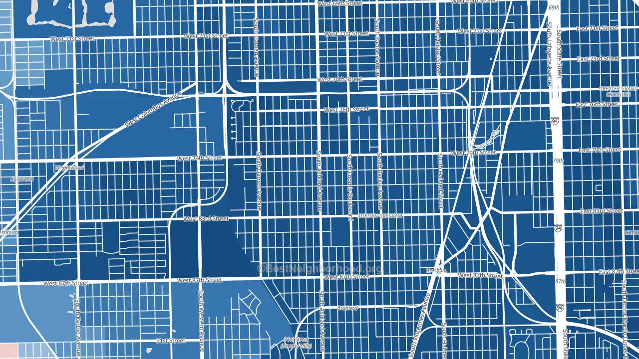 South Englewood, Chicago, IL block-group political-lean map