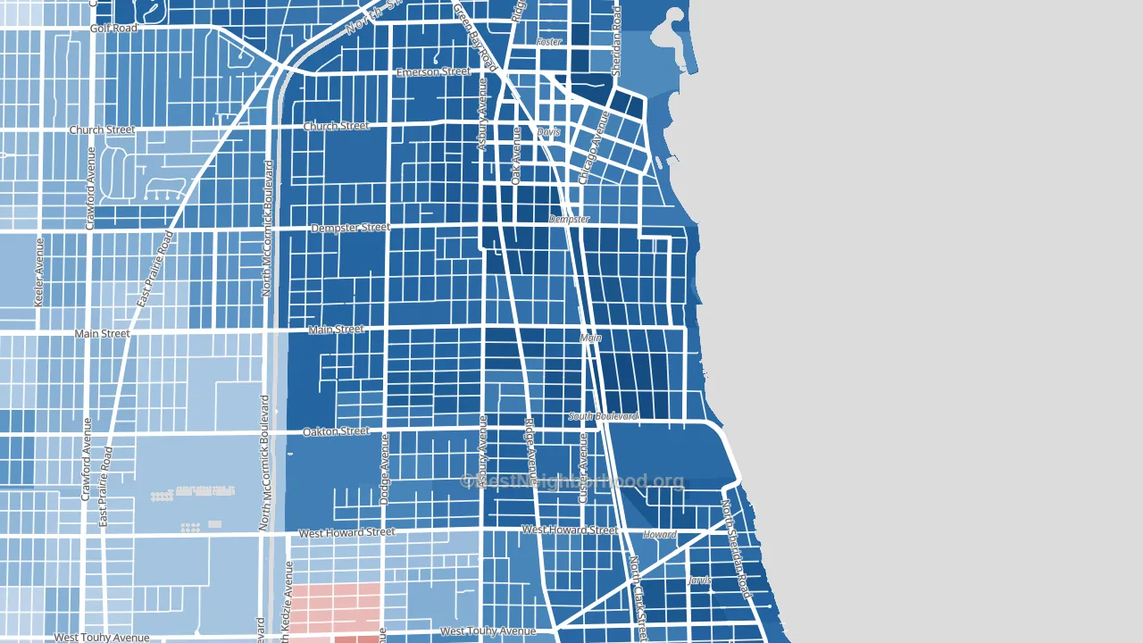 South Evanston, Evanston, IL block-group political-lean map