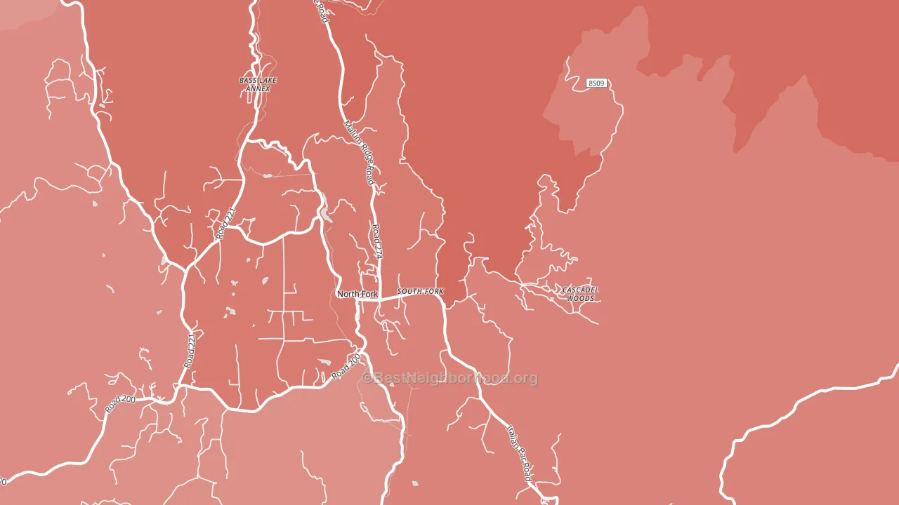 South Fork, CA block-group political-lean map