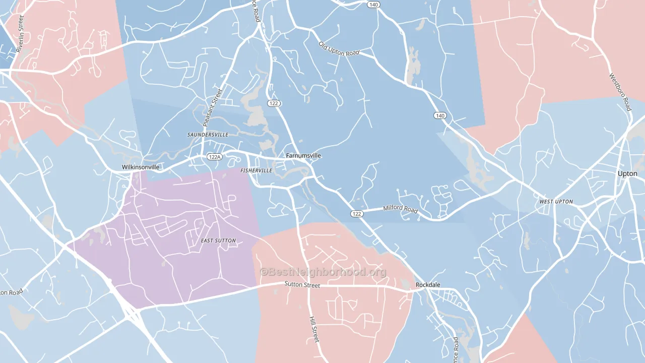 South Grafton, MA block-group political-lean map