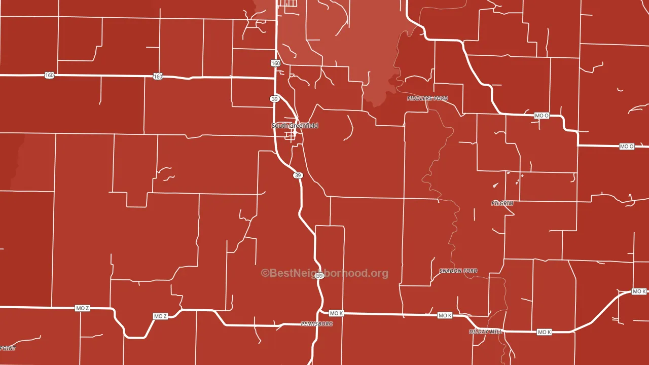 South Greenfield, MO block-group political-lean map