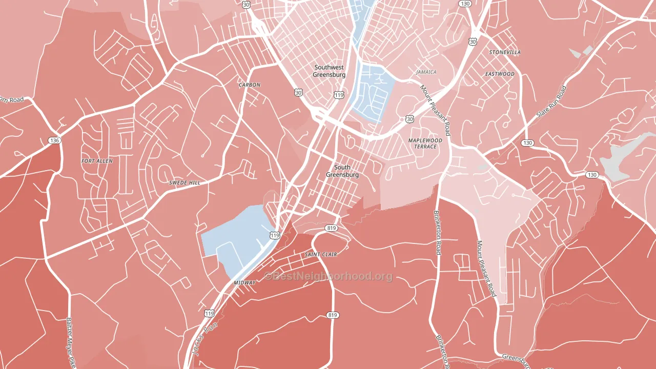 South Greensburg, PA block-group political-lean map