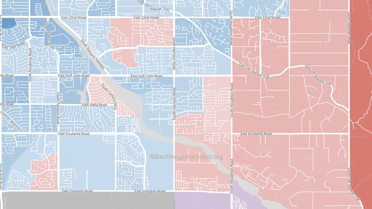 South Harrison, Tucson, AZ block-group political-lean map