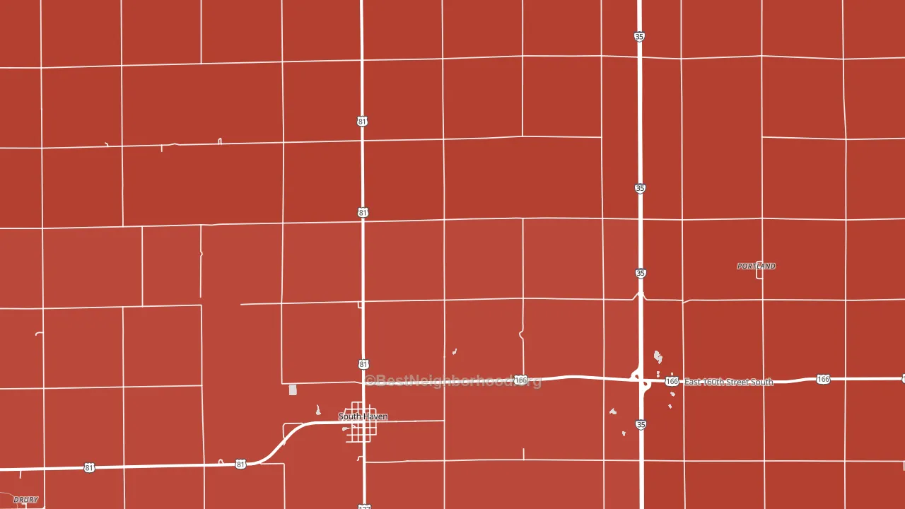 South Haven, KS block-group political-lean map