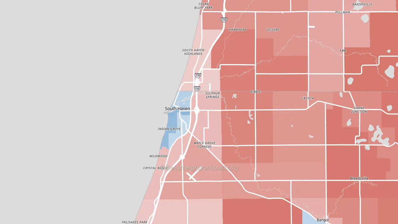 South Haven, MI block-group political-lean map