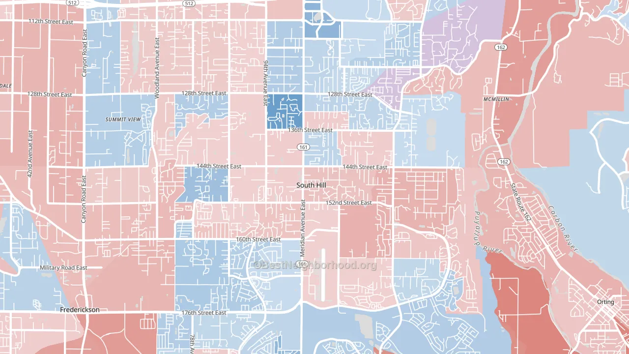 South Hill, WA block-group political-lean map