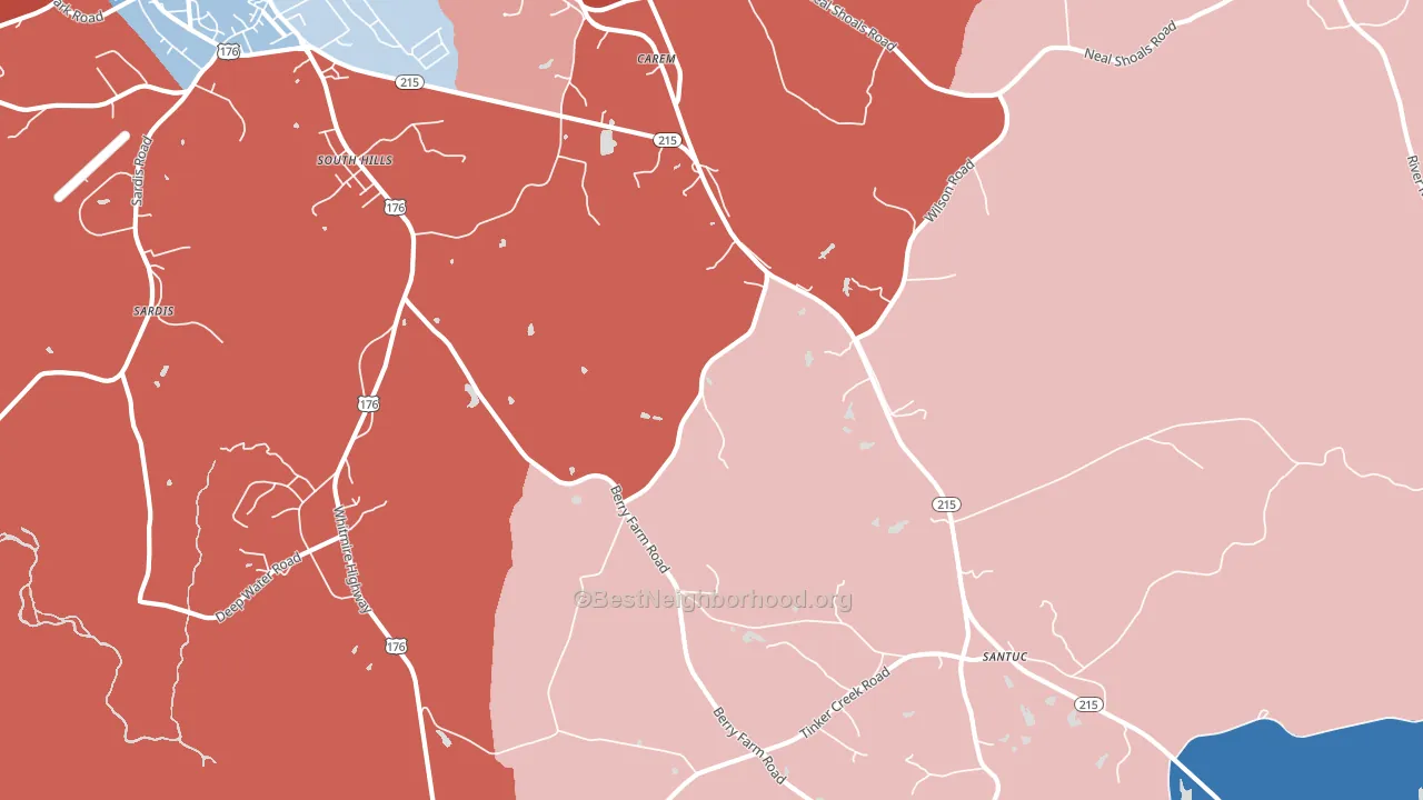 South Hills, SC block-group political-lean map