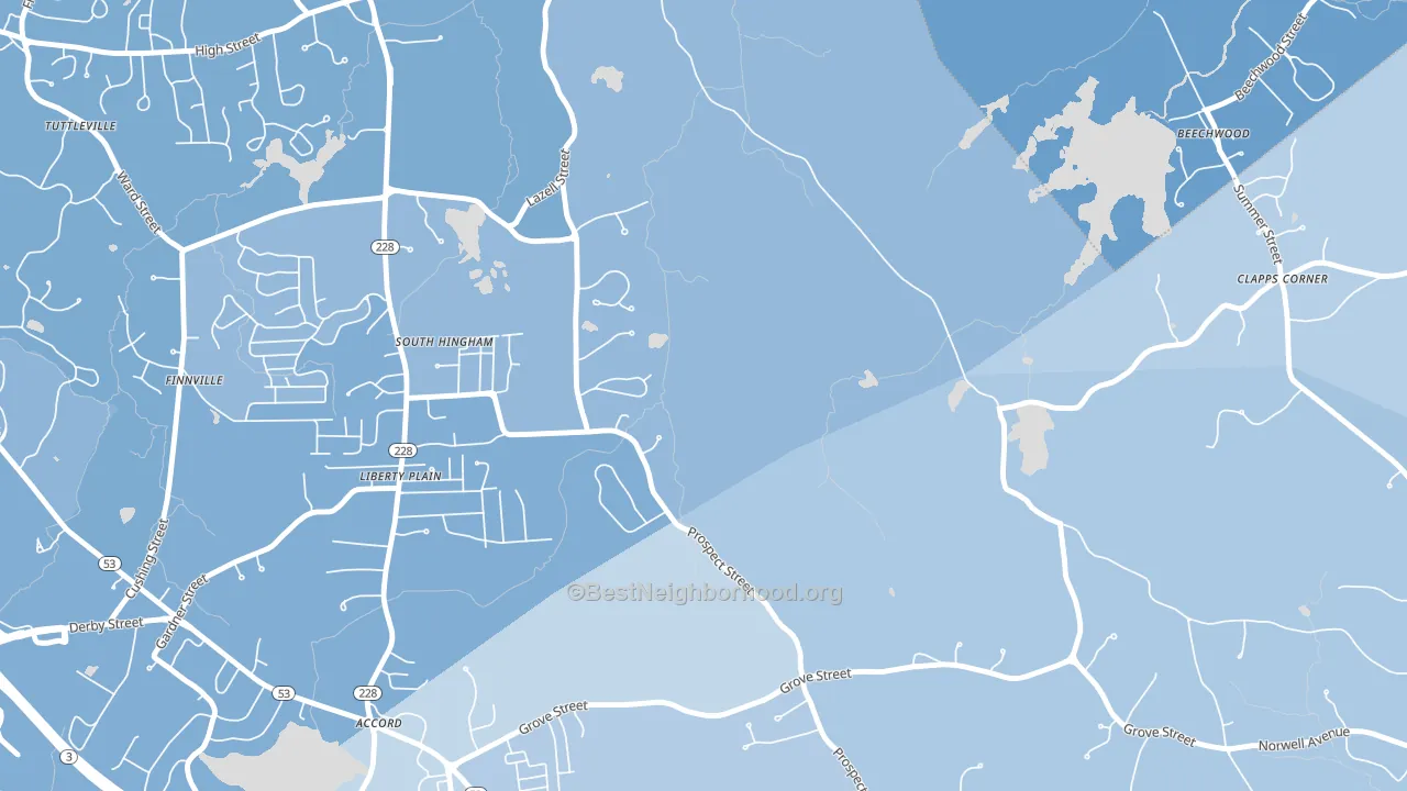 South Hingham, MA block-group political-lean map