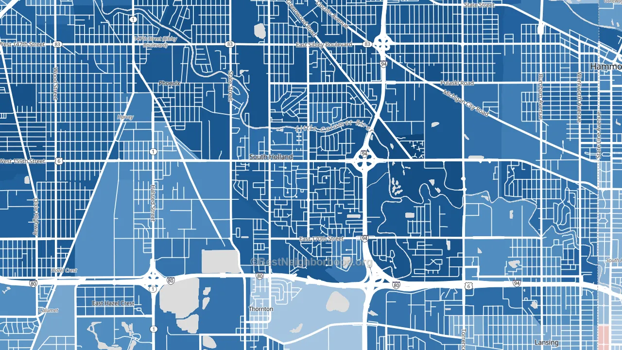 South Holland, IL block-group political-lean map