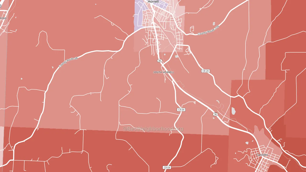 South Hornell, NY block-group political-lean map