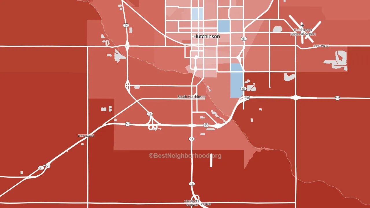 South Hutchinson, KS block-group political-lean map