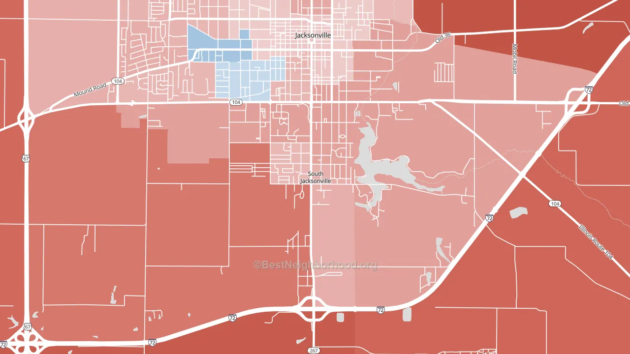 South Jacksonville, IL block-group political-lean map
