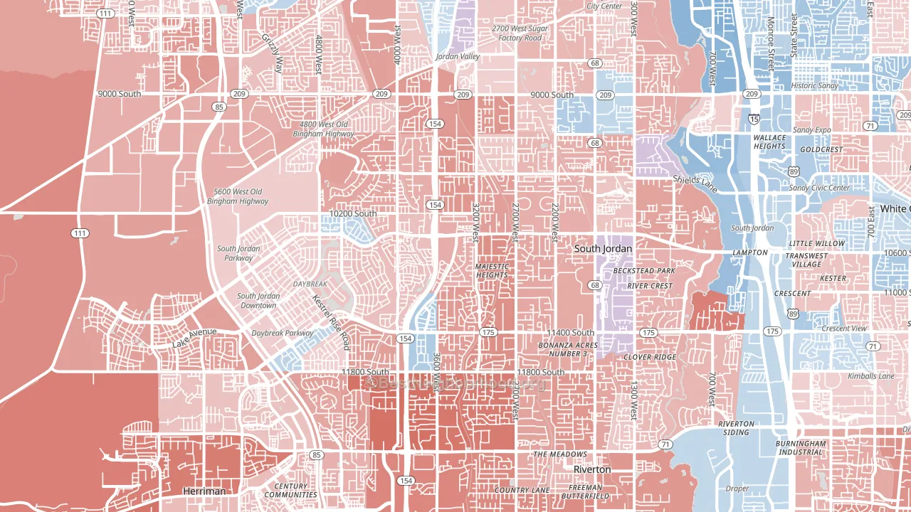 South Jordan, UT block-group political-lean map