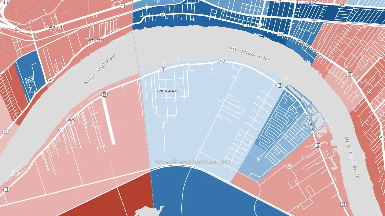 South Kenner, LA block-group political-lean map