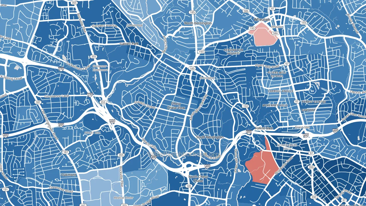 South Kensington, MD block-group political-lean map